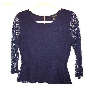Navy Lace Peplum